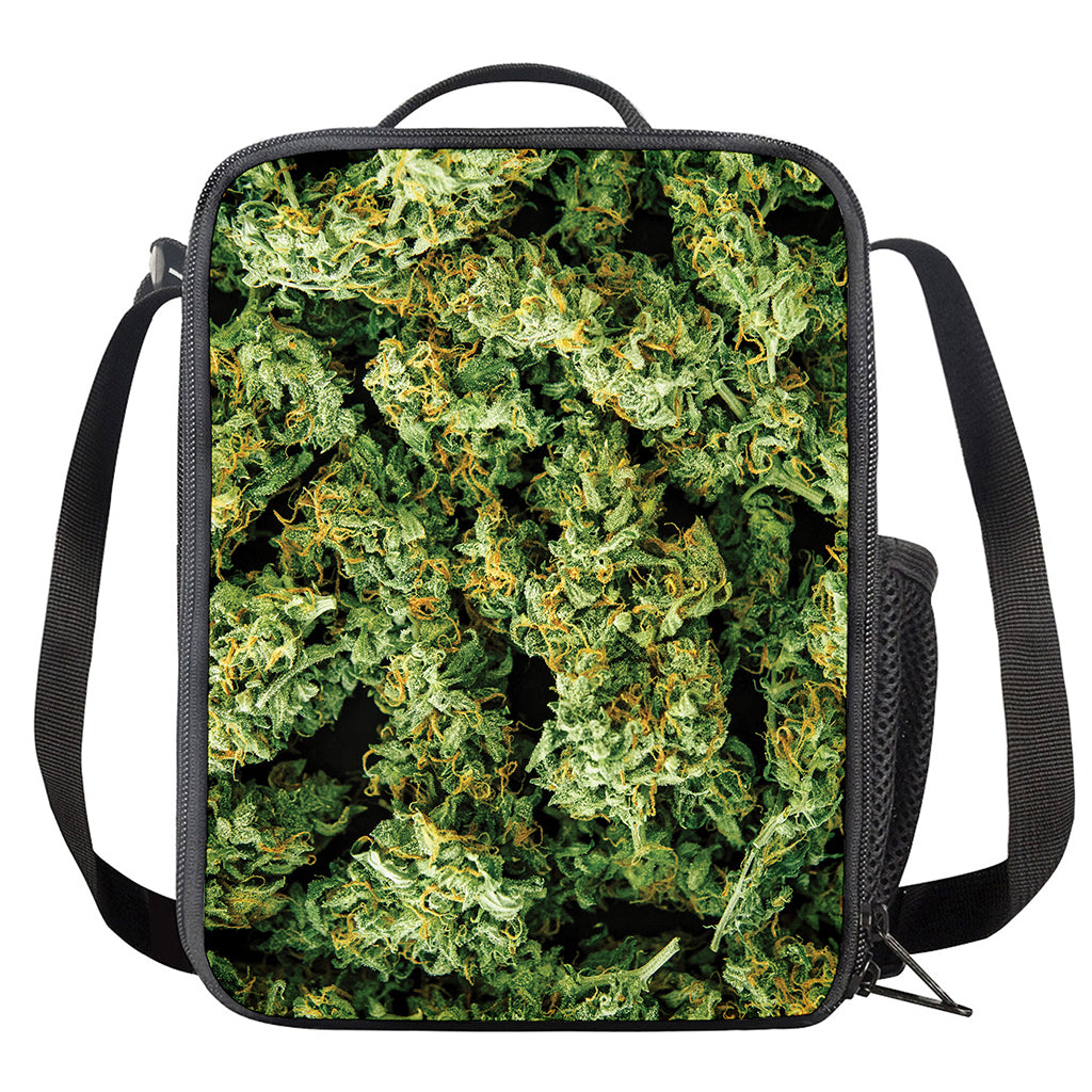 Green Weed Print Crossbody Lunch Bag