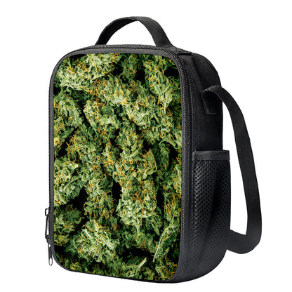 Green Weed Print Crossbody Lunch Bag