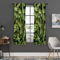 Green Weed Print Grommet Curtain Panels