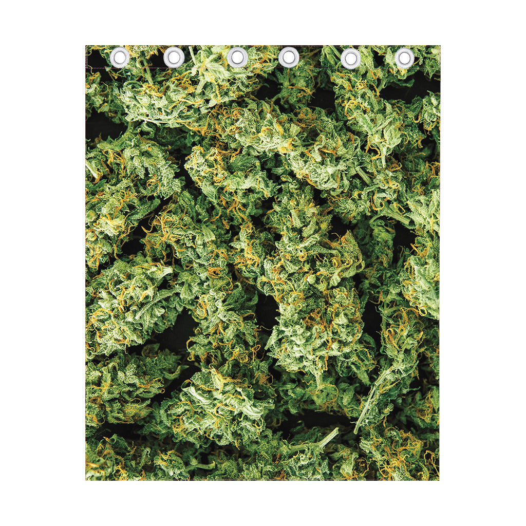 Green Weed Print Curtain