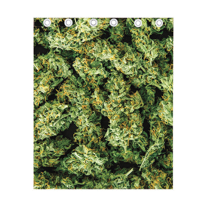 Green Weed Print Curtain