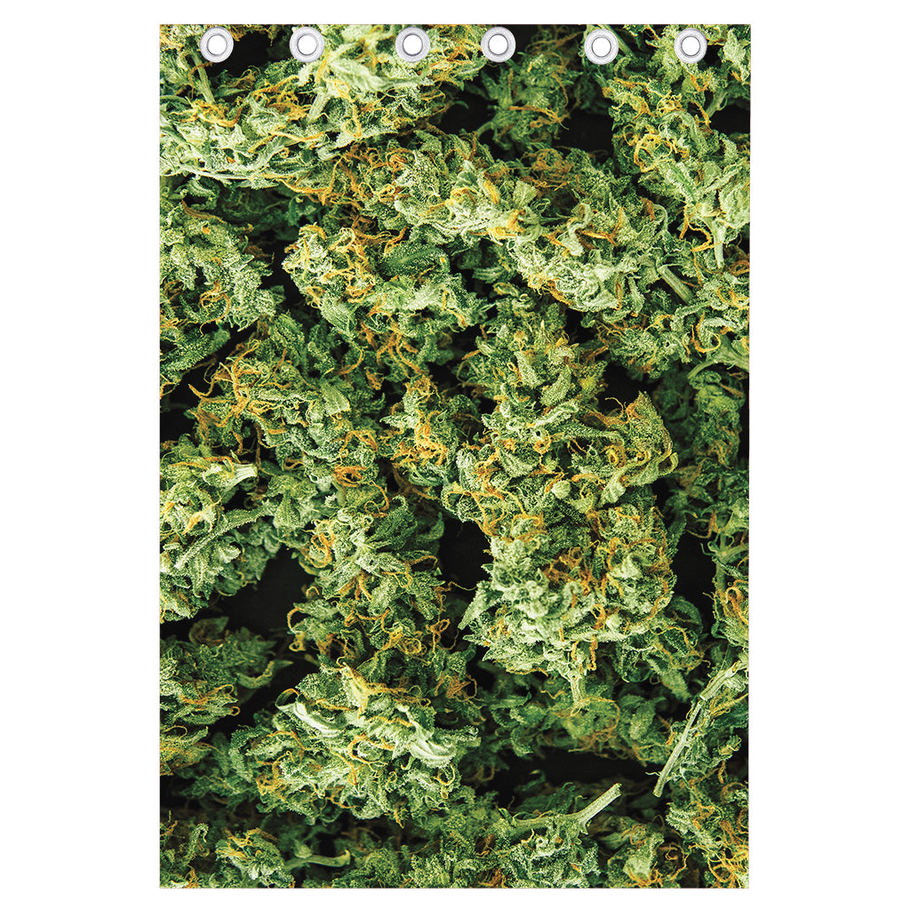 Green Weed Print Curtain