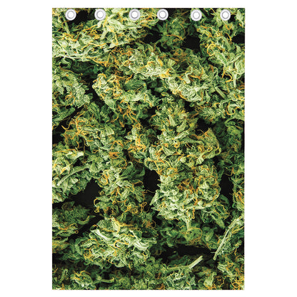 Green Weed Print Curtain