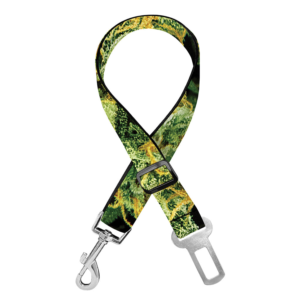 Green Weed Print Dog Seat Belt