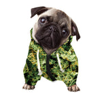 Green Weed Print Dog Zip Up Hoodie