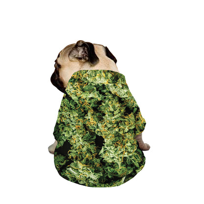 Green Weed Print Dog Zip Up Jacket