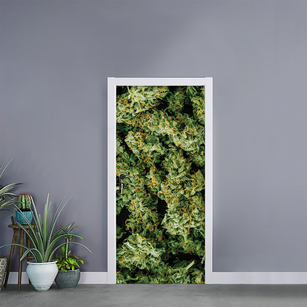 Green Weed Print Door Sticker