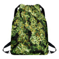 Green Weed Print Drawstring Backpack