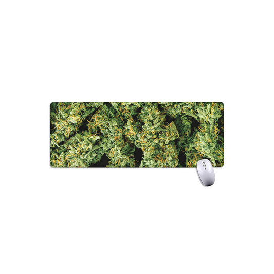 Green Weed Print Extended Mouse Pad