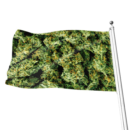 Green Weed Print Flag
