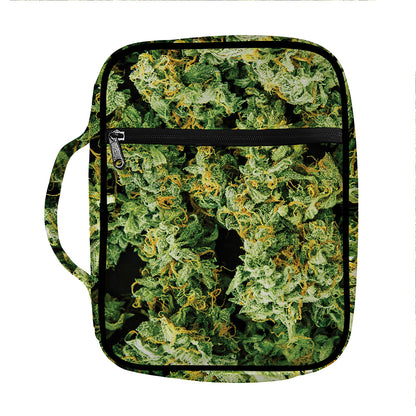 Green Weed Print Front Pocket Bible Bag