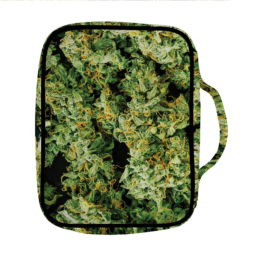 Green Weed Print Front Pocket Bible Bag
