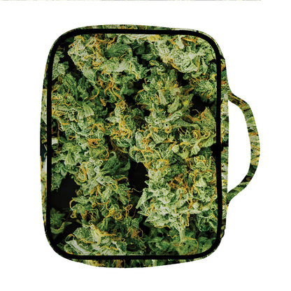 Green Weed Print Front Pocket Bible Bag