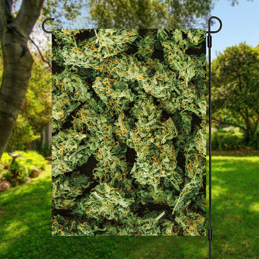 Green Weed Print Garden Flag