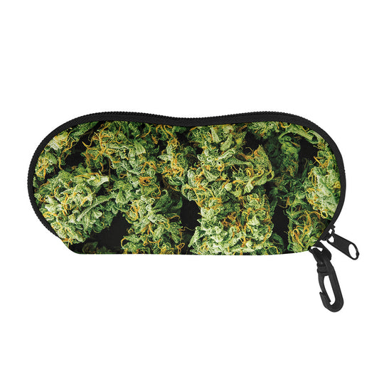 Green Weed Print Glasses Case