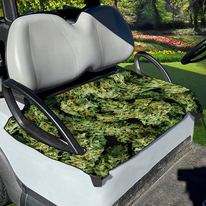 Green Weed Print Golf Cart Seat Cover