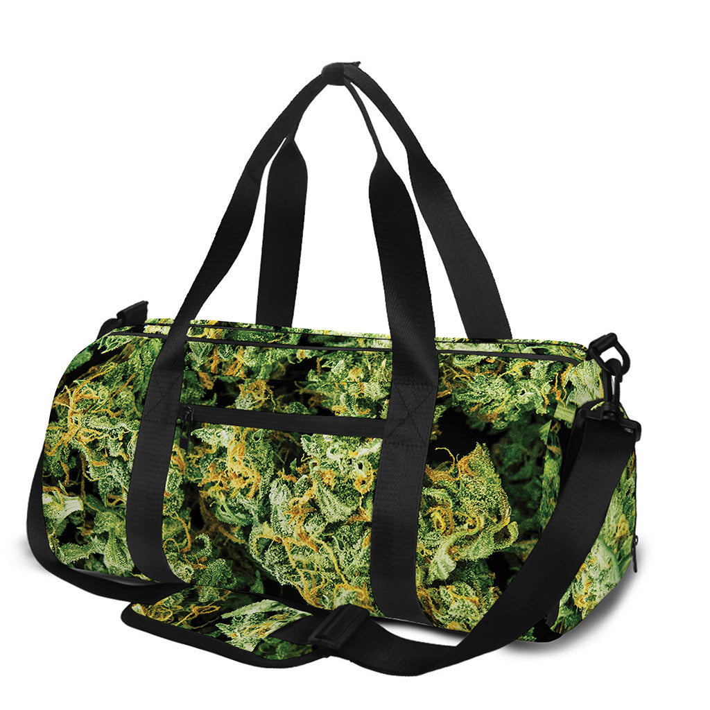 Green Weed Print Gym Bag