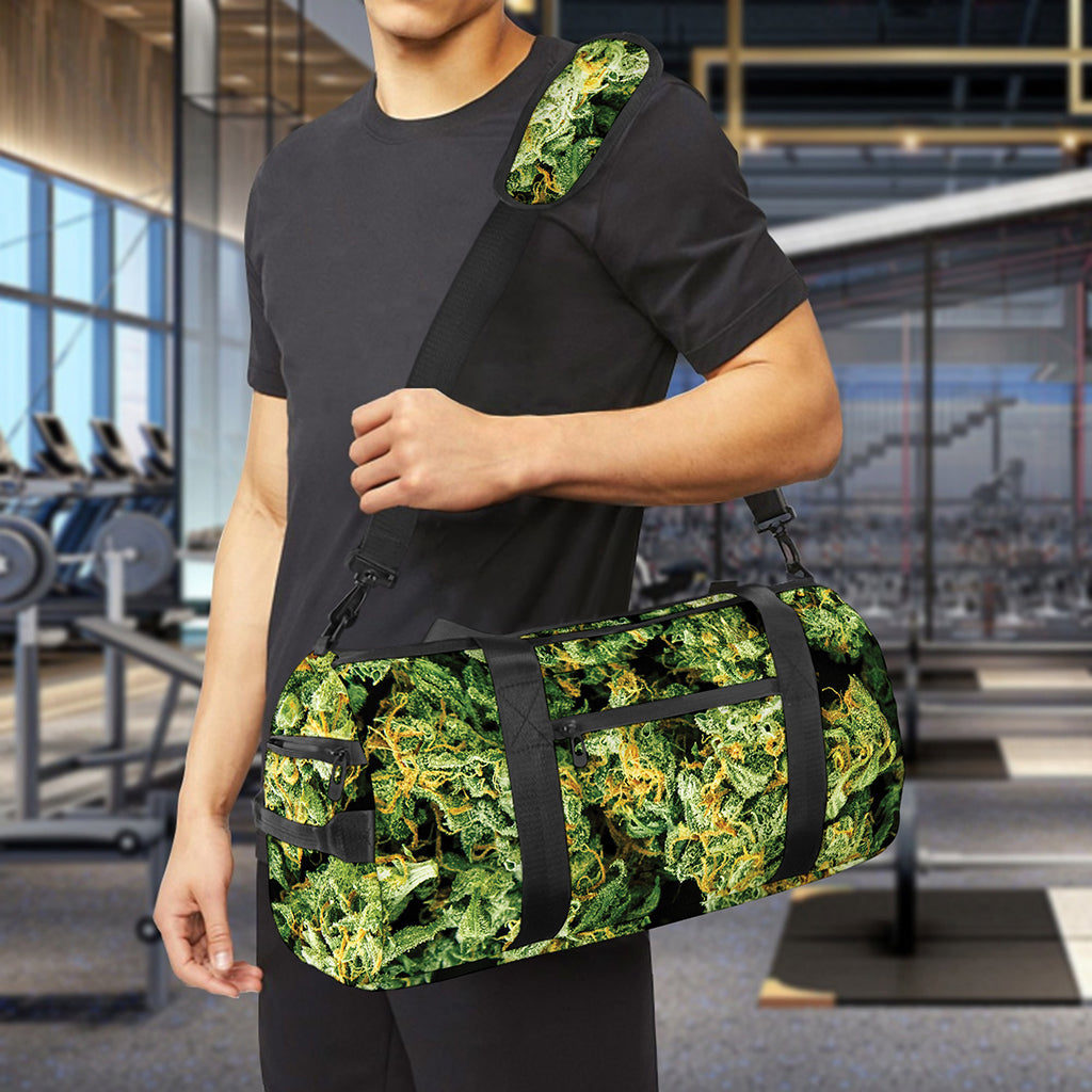 Green Weed Print Gym Bag