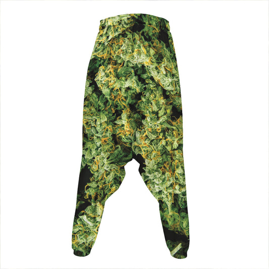 Green Weed Print Hammer Pants