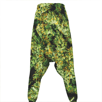 Green Weed Print Hammer Pants
