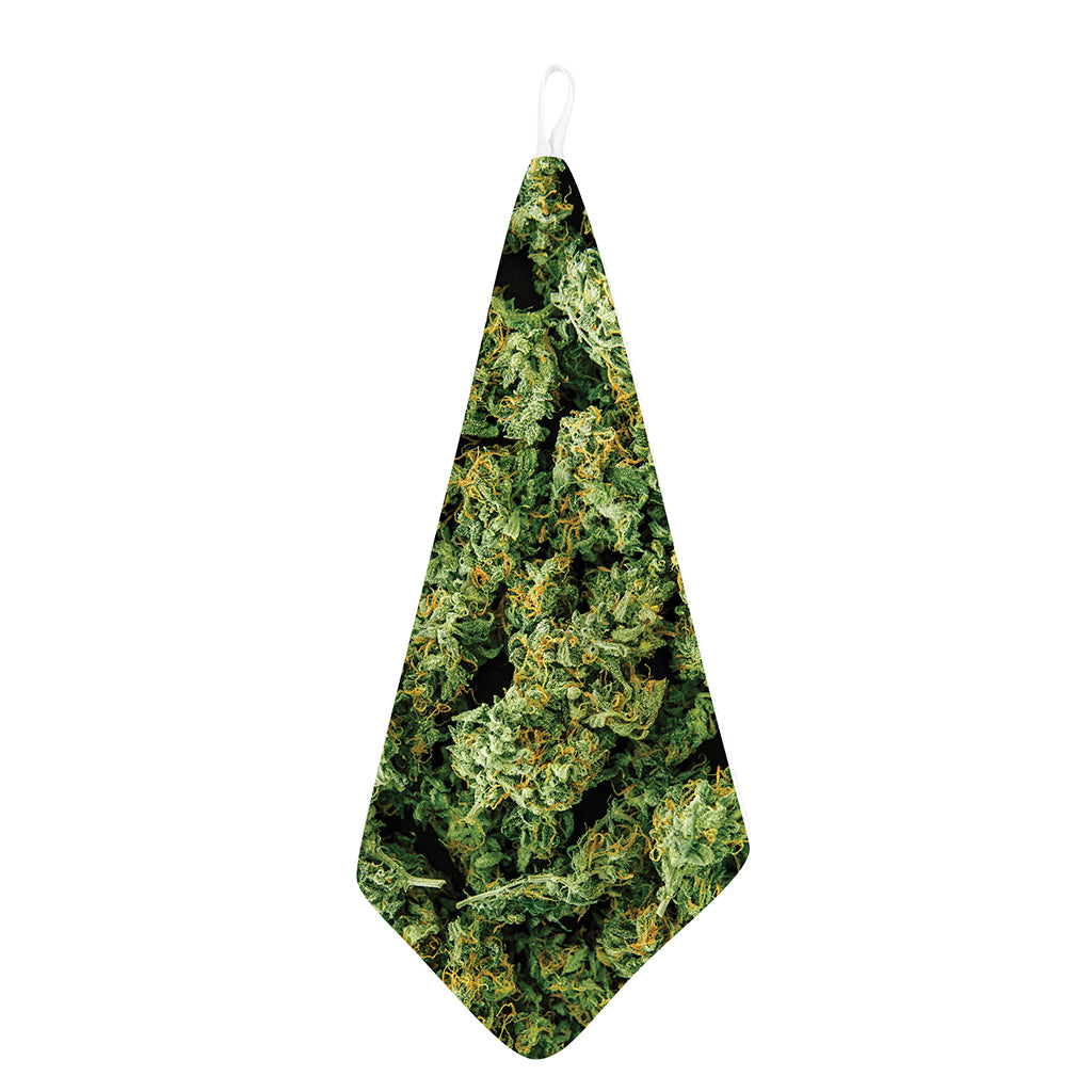 Green Weed Print Hand Towel