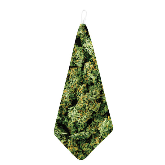 Green Weed Print Hand Towel
