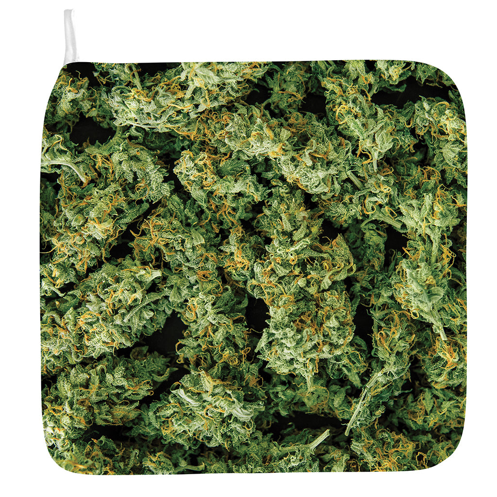 Green Weed Print Hand Towel
