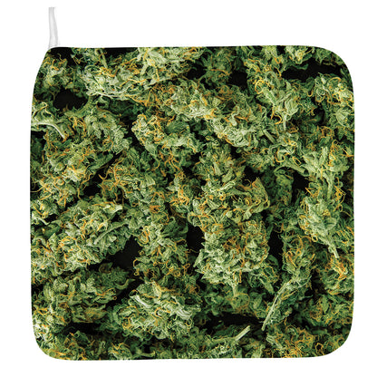 Green Weed Print Hand Towel