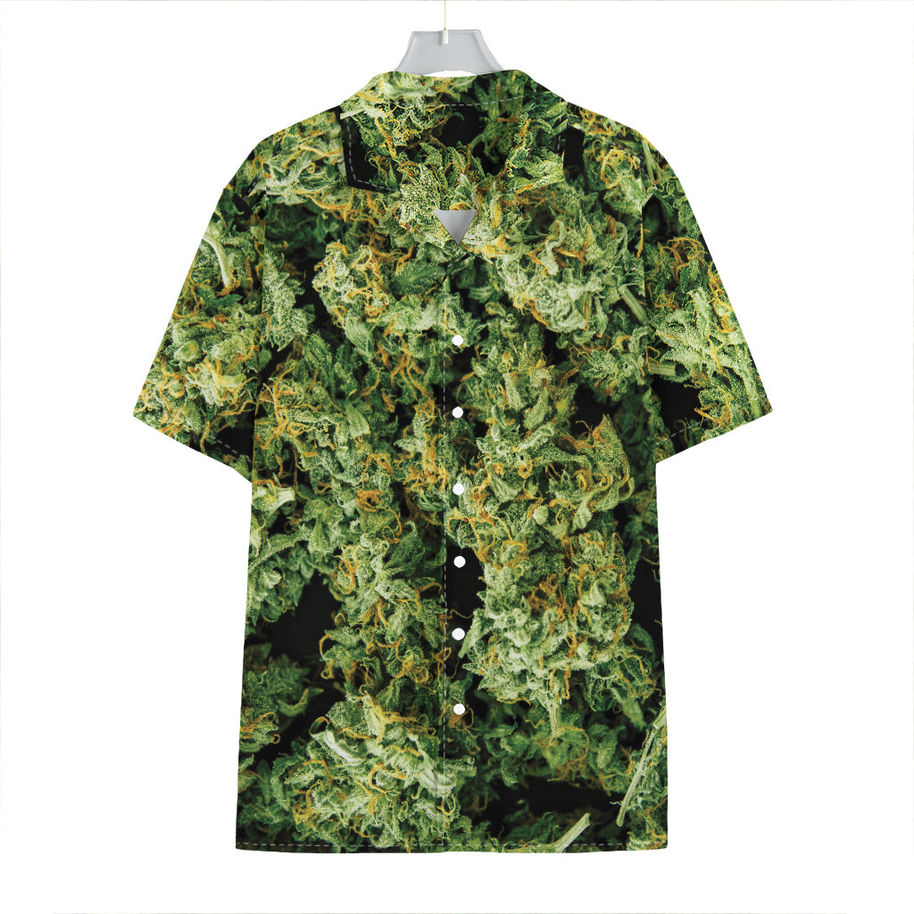 Green Weed Print Hawaiian Shirt
