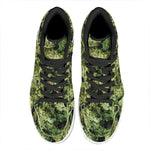 Green Weed Print High Top Leather Sneakers