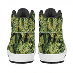 Green Weed Print High Top Leather Sneakers