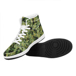 Green Weed Print High Top Leather Sneakers