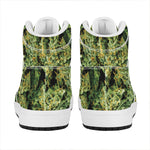 Green Weed Print High Top Leather Sneakers