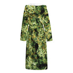 Green Weed Print Hooded Bathrobe