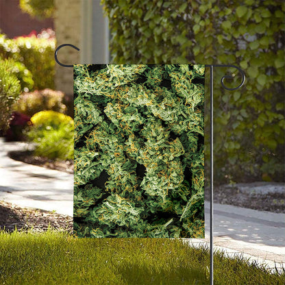 Green Weed Print House Flag
