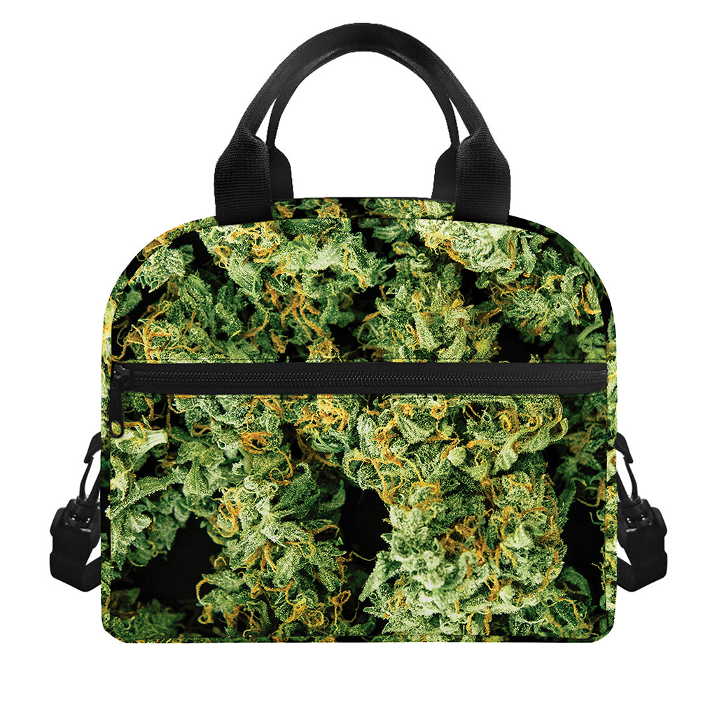 Green Weed Print Insulated Lunch Bag