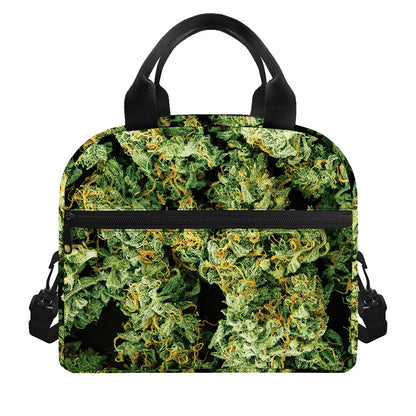 Green Weed Print Insulated Lunch Bag