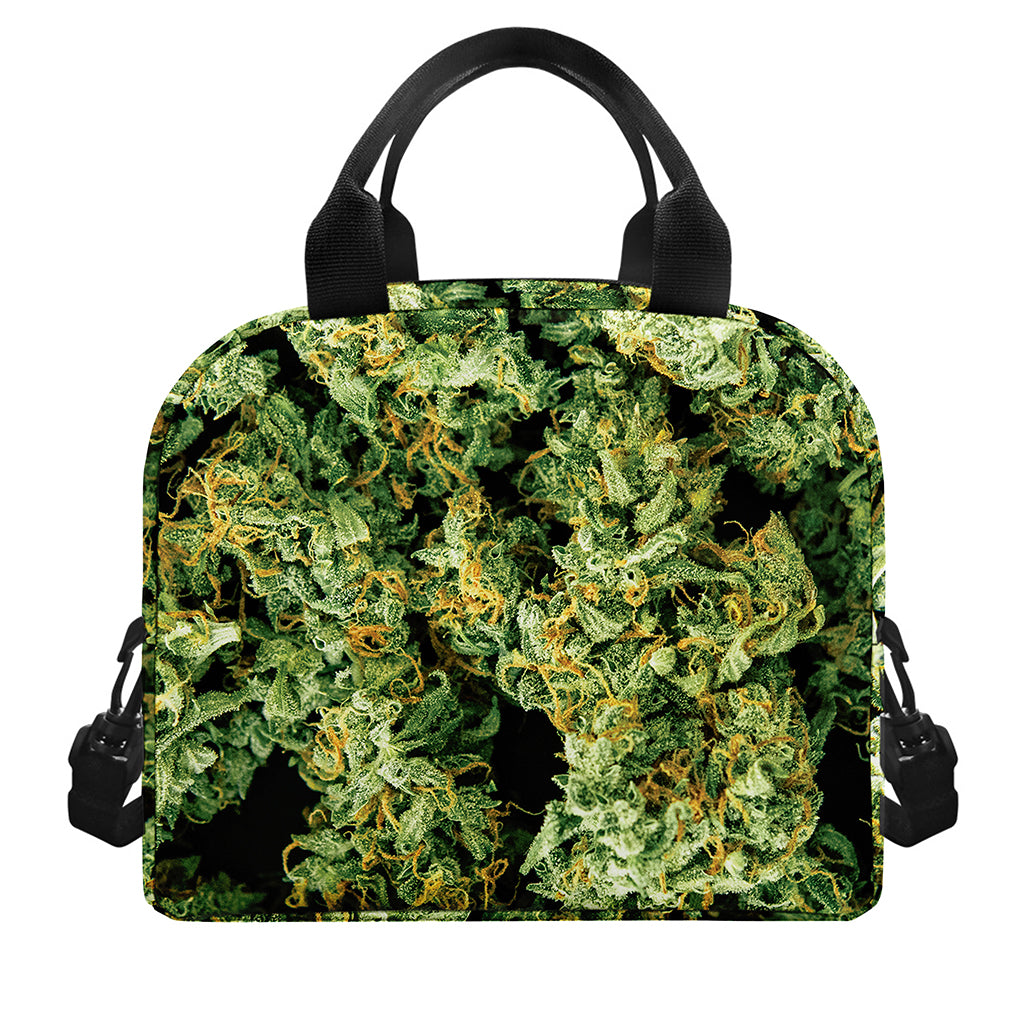 Green Weed Print Insulated Lunch Bag