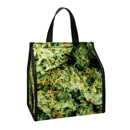 Green Weed Print Insulated Lunch Tote