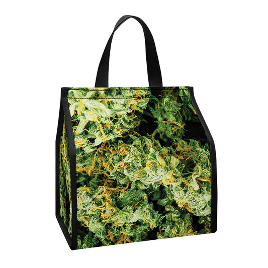 Green Weed Print Insulated Lunch Tote