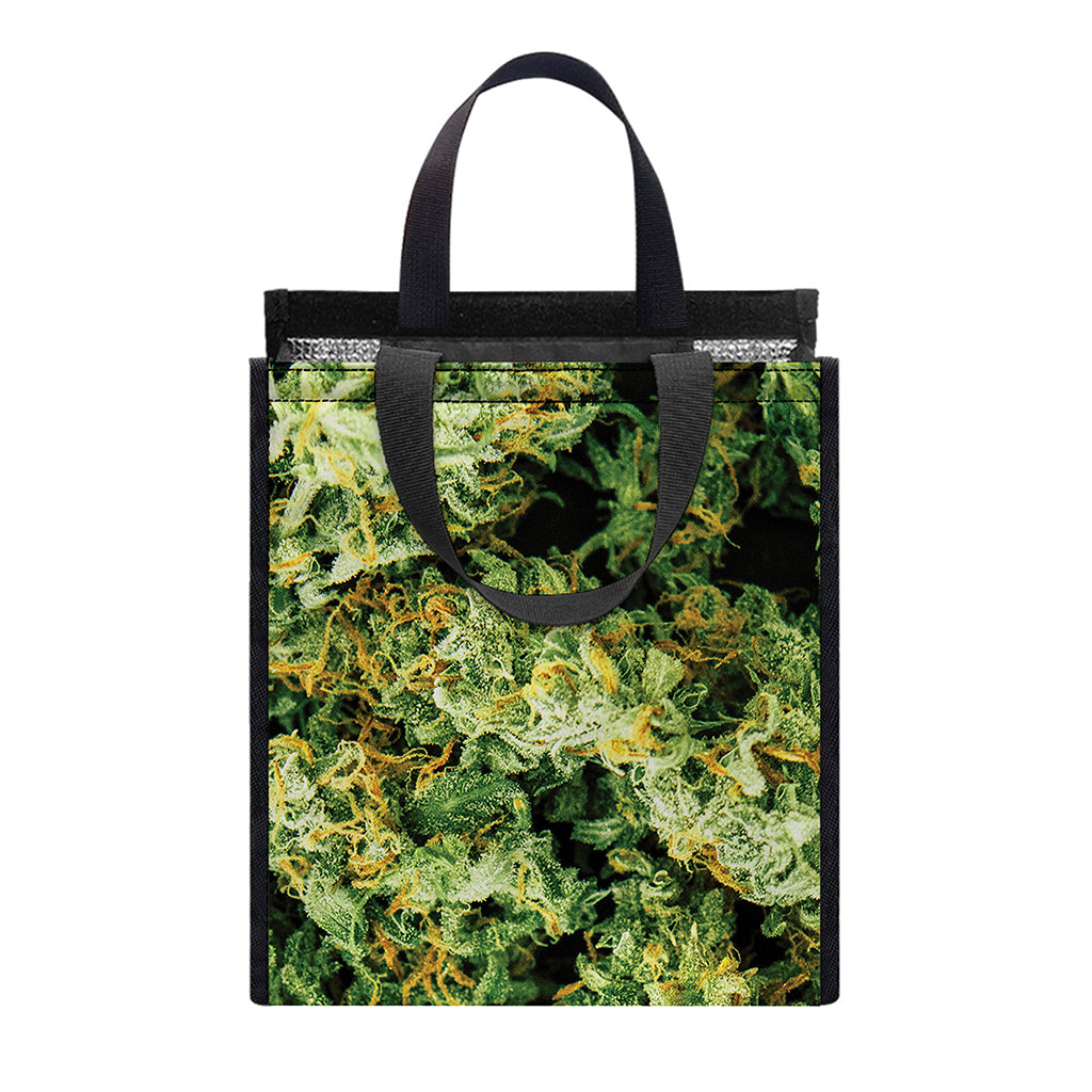 Green Weed Print Insulated Lunch Tote