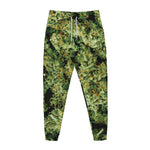 Green Weed Print Jogger Pants