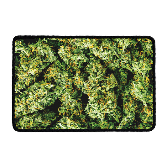 Green Weed Print Kitchen Mat