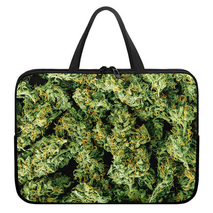 Green Weed Print Laptop Sleeve With Handle
