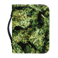Green Weed Print Leather Bible Cover