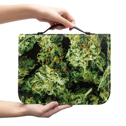 Green Weed Print Leather Bible Cover
