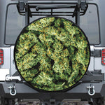 Green Weed Print Leather Spare Tire Cover