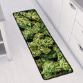 Green Weed Print Long Kitchen Mat