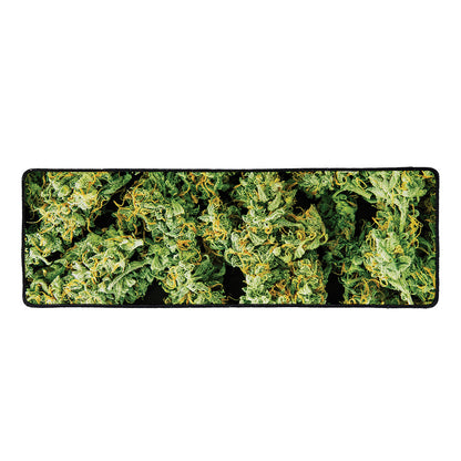 Green Weed Print Long Kitchen Mat