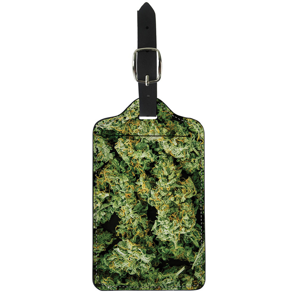 Green Weed Print Luggage Tag